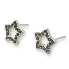 1.9 gr Aros Estrella con Cubic (11 mm) Plata Italiana
