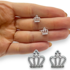 2. gr Aros Pasantes Corona con Cubic (10 mm) Plata Italiana