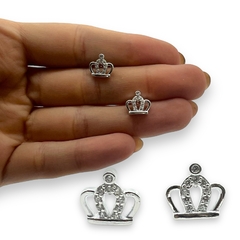 2.3 gr Aros Pasantes Corazon con Cubic Plata Italiana - Stal Joyas