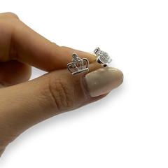 2.3 gr Aros Pasantes Corazon con Cubic Plata Italiana - Stal Joyas