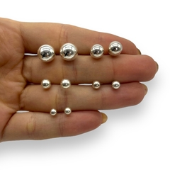 Aros Bolitas Pasantes - Variedad de Medidas Plata Italiana en internet