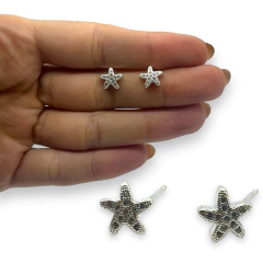 2.5 gr Aros Pasantes Estrellas (10 mm) - Últimas Unidades Plata Italiana