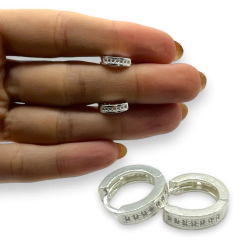 2.5 gr Aros Cubanos con Cubics / Calado Atrás (13 mm) Plata Italiana