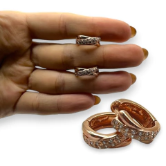 5.5 gr Aros Cubanos Premium Rose con Cubics (18 mm) Plata Italiana