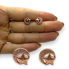 2.2 gr Aros Pasantes Rose Luna y Estrella (10 mm) Plata Italiana en internet
