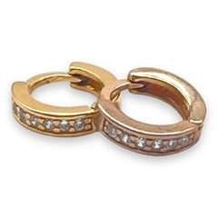 2.4 gr Aros Cubanos Rose Con Cubics (14 mm) Plata Italiana