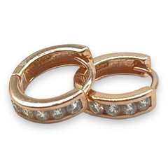 2 gr Aros Cubanos Rose Con Cubics (13mm) Plata Italiana
