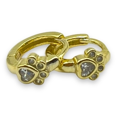 2.2 gr Aros Dorados Huellita de perro (14 mm) Plata Italiana
