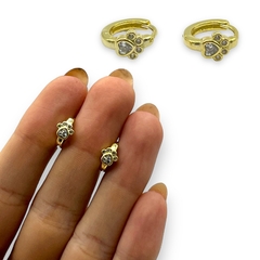 2.2 gr Aros Dorados Huellita de perro (14 mm) Plata Italiana - comprar online
