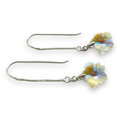 3.3 gr Aros Colgantes Flor Tornasolados (15 mm) Plata Italiana