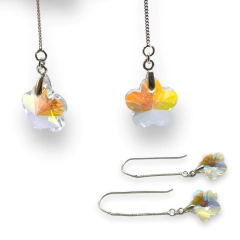 3.3 gr Aros Colgantes Flor Tornasolados (15 mm) Plata Italiana - comprar online