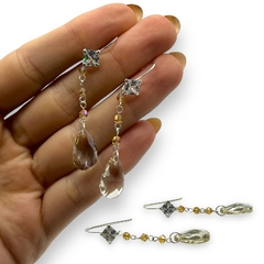 3.5 gr Aros Colgantes con Piedras Ambar Plata Italiana