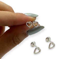 ART-1000 Abridores Corazon Encadenado (6 mm) Plata 925 - Stal Joyas
