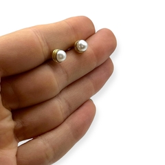 AR-SU BL Aros Pasantes Perla (7 mm) Plata y Oro - comprar online