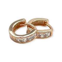 1.6 gr Aros Cubanos con Cubic (11 mm) Plata Italiana Rose