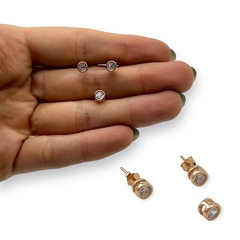 1.4 gr Conjunto Susano Piedra Blanca (5 mm) Plata Italiana Rose