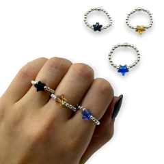 SIN-SWA Anillo Elastizado Estrellas - Variedad de Colores Plata Italiana - comprar online
