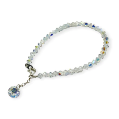 SIN-SWA Pulsera Cristales con Dije Rivoli Colgante - Variedad de Colores Plata Italiana - tienda online