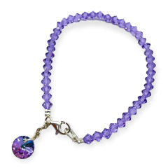 SIN-SWA Pulsera Cristales con Dije Rivoli Colgante - Variedad de Colores Plata Italiana - Stal Joyas