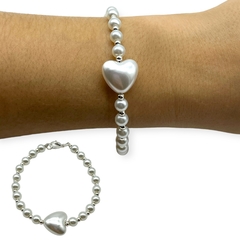 VOL-101 Pulsera Perlas de Vidrio con Corazon- Variedad de Modelos Acero Blanco en internet