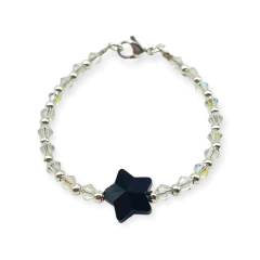VOL- 100 Pulsera Cristal de Roca con Dije Estrella Acero Blanco - comprar online