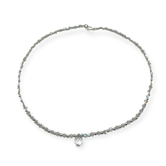 VOL- 103 Conjunto Piedras Cristal de Roca Blanco con Dije Gota Acero Blanco - comprar online