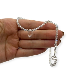 VOL- 103 Conjunto Piedras Cristal de Roca Blanco con Dije Gota Acero Blanco en internet