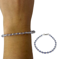 VOL-100-1 Pulseras Cristal de Roca - Variedad de Colores Acero Blanco
