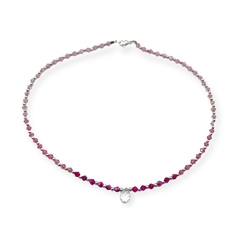 VOL- 103 Conjunto Piedras Cristal de Roca Rosa Degrade con Dije Gota Acero Blanco - Stal Joyas