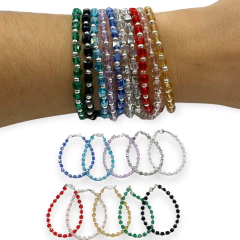 VOL-102 Pulseras Cristal de Roca Cuadradas - Variedad de Colores Acero Blanco