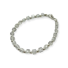 VOL-102 Pulseras Cristal de Roca Cuadradas - Variedad de Colores Acero Blanco - Stal Joyas