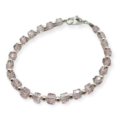 Imagen de VOL-102 Pulseras Cristal de Roca Cuadradas - Variedad de Colores Acero Blanco