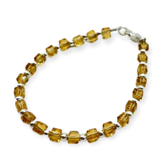 VOL-102 Pulseras Cristal de Roca Cuadradas - Variedad de Colores Acero Blanco