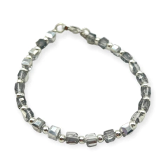 VOL-102 Pulseras Cristal de Roca Cuadradas - Variedad de Colores Acero Blanco en internet