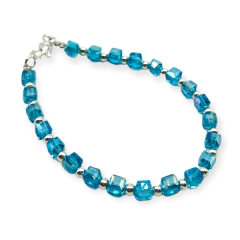 VOL-102 Pulseras Cristal de Roca Cuadradas - Variedad de Colores Acero Blanco - tienda online
