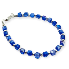 VOL-102 Pulseras Cristal de Roca Cuadradas - Variedad de Colores Acero Blanco
