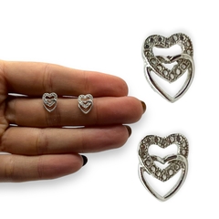 ART-158/4 Aros Pasantes Doble Corazon Plata 925