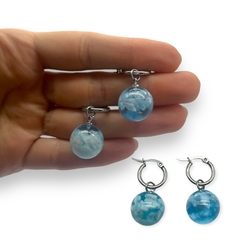 Aros Argollas "Cielo" - Variedad de colores (15 mm) -Nubes Encapsuladas y Brilla Oscuridad Acero Quirúrgico - tienda online
