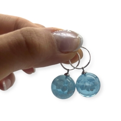 Aros Argollas "Cielo" - Variedad de Colores (13 mm) Nubes Encapsuladas y Brilla Oscuridad Plata 925 - tienda online