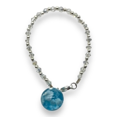 Pulsera Cristal de Roca "Cielo" Celeste - Variedad de Colores Brilla Oscuridad Acero Blanco - comprar online