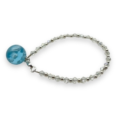 Pulsera Cristal de Roca "Cielo" Celeste - Variedad de Colores Brilla Oscuridad Acero Blanco en internet