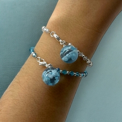 Pulsera Cristal de Roca "Cielo" Celeste - Variedad de Colores Brilla Oscuridad Acero Blanco - Stal Joyas