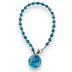 Pulsera Cristal de Roca "Cielo" Celeste - Variedad de Colores Brilla Oscuridad Acero Blanco - comprar online