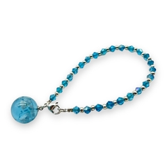 Pulsera Cristal de Roca "Cielo" Celeste - Variedad de Colores Brilla Oscuridad Acero Blanco en internet