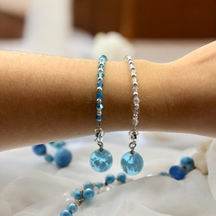 Pulsera Cristal de Roca "Cielo" Celeste - Variedad de Colores Brilla Oscuridad Acero Blanco en internet
