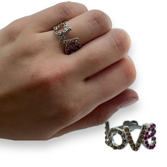 0267 Anillo "Love" con Cubics Acero Quirúrgico