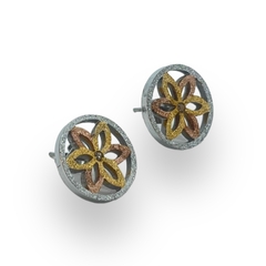 3296 Aros Pasantes Flor (15 mm) Acero Quirúrgico Dorado/Rose - comprar online