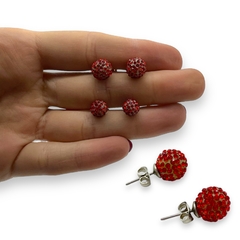 3203-2 / 3204-2 Aros Pasantes Bola de Fuego Roja - Variedad de Medidas Acero Quirúrgico