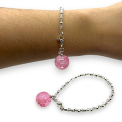 Pulsera Cristal de Roca "Cielo" Rosa - Variedad de Colores Brilla Oscuridad Acero Blanco - comprar online