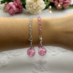 Pulsera Cristal de Roca "Cielo" Rosa - Variedad de Colores Brilla Oscuridad Acero Blanco en internet